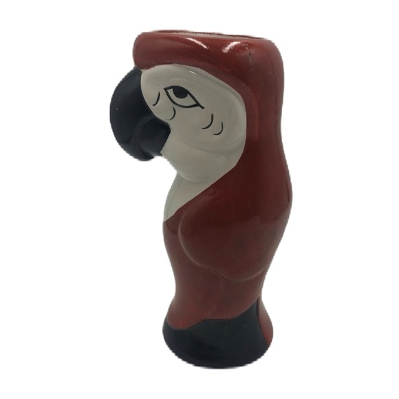Vintage Ceramic Tropical Parrot Bird Tiki Vase Macaw Cup Planter - Picture 1 of 12